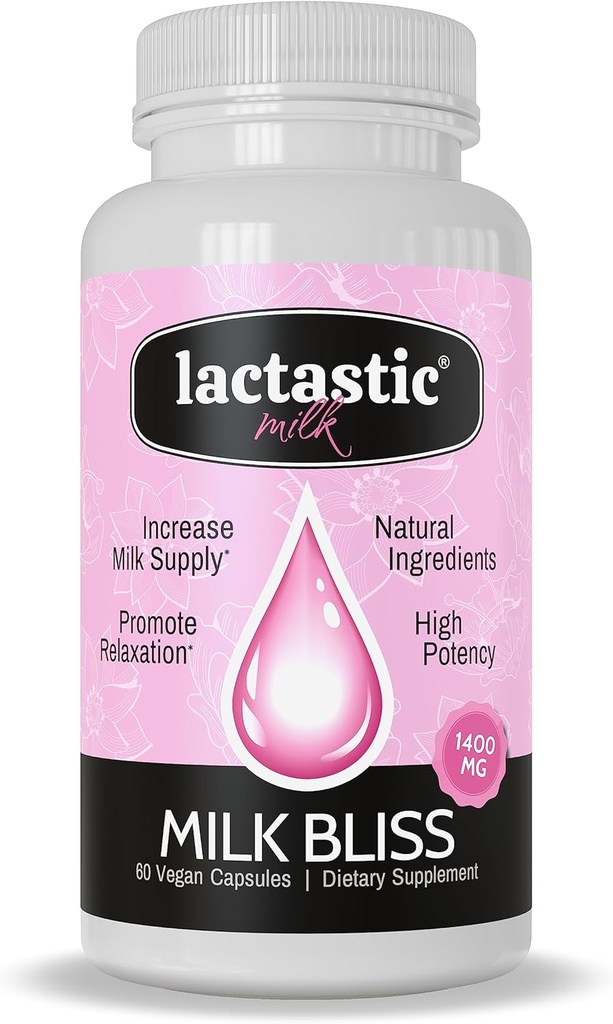 Lactastic® Milk BlissTM - High Potency Organic Lactation Supplement - Organic Moringa, Milk Thistle, Passionflower & Valerian Root - 60 Vegan Capsules