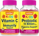 Eh bien oui Vitamine C Enfants + Probiotiques 10B Enfants, Gummies Bundle - Grande dégustation, supplément de vitamine, sans gluten, sans OGM, gummy à croquer
