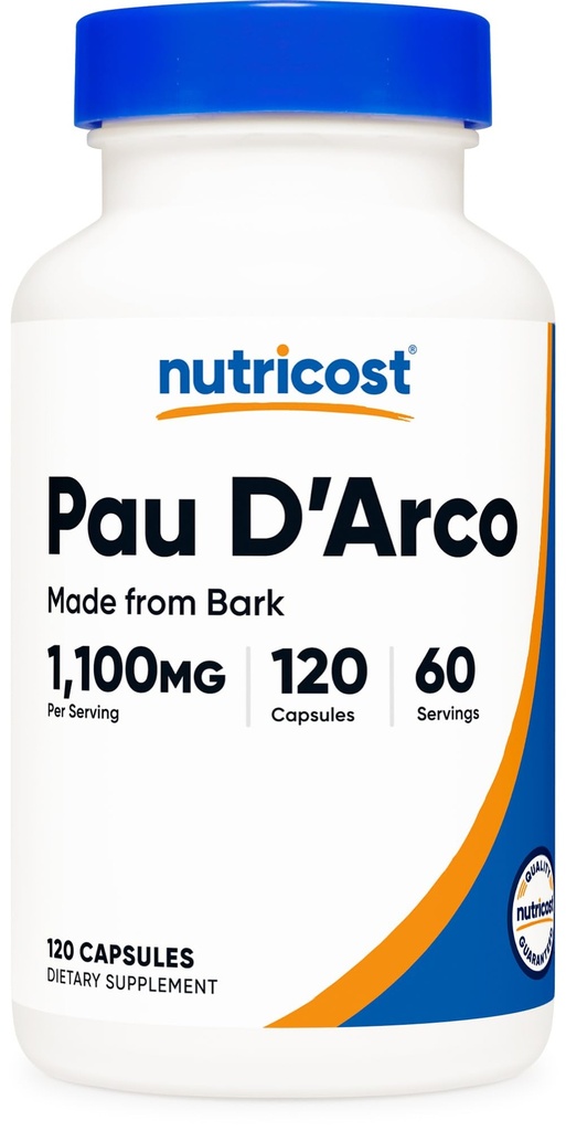 Nutricost PAU D'Arco Inner Bark 1100mg, 120 Vegetarische Kapseln (60 Serv) - Non-GMO & Gluten Kostenlos