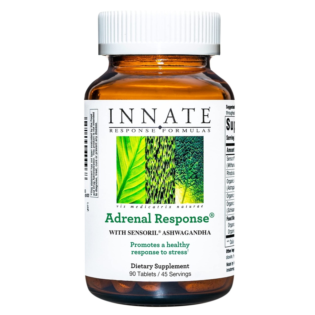 INNATE Response Formulas - Adrenal Response Kräuter-Ergänzung - Mit Ashwagandha - Fördert Optimale Stressreaktion - Non-GMO, Vegetarisch, und Made without 9 Food Allergens - 90 Tabletten (45 Servietten)