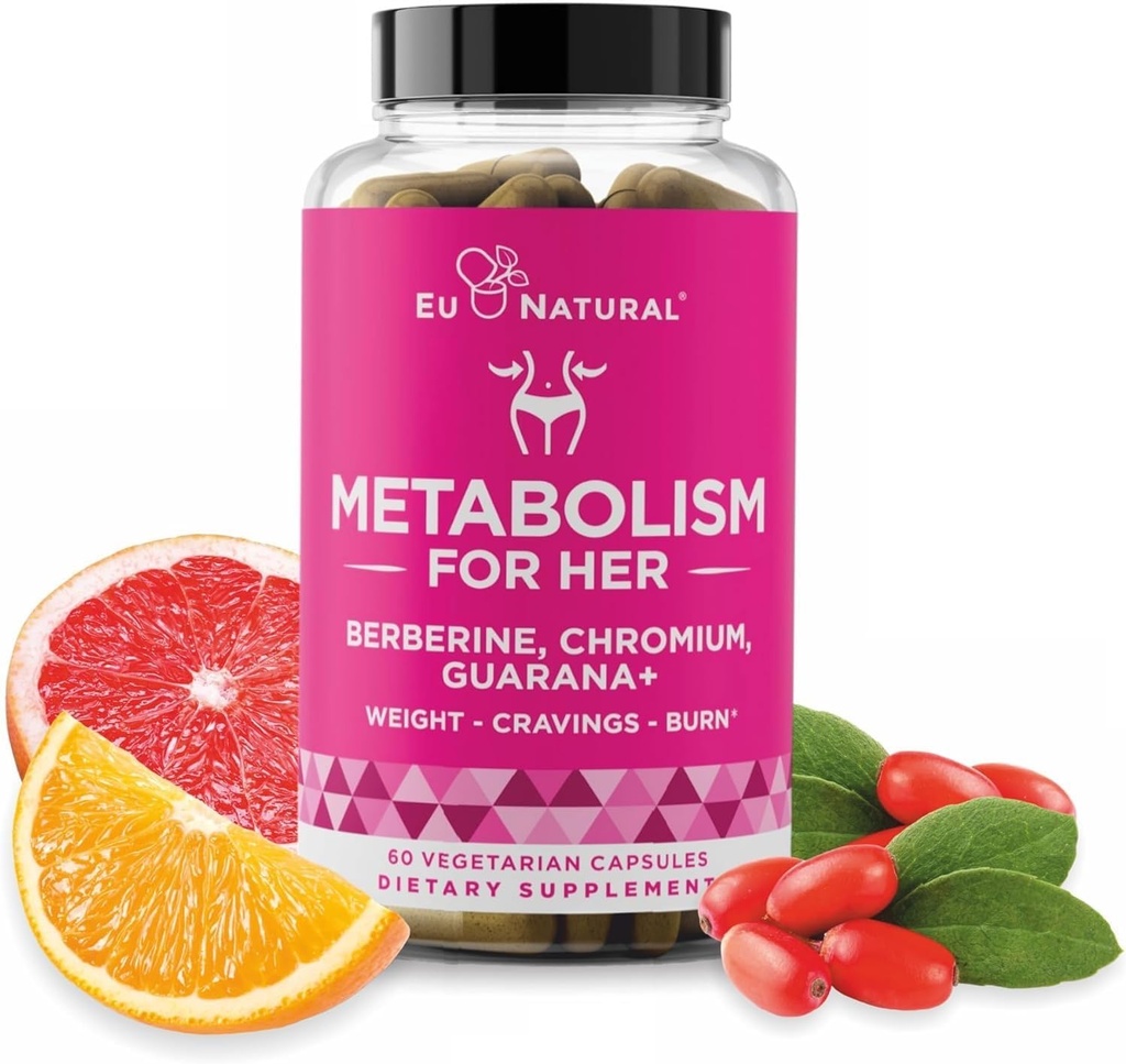 Metabolismus für sie - Appetit & Metabolismus Unterstützung für Frauen - Curb Cravings, Reduce Caloric Intake & Promote Feelings of Fullness - Berberine, Chromium Picolinate & Guarana - 60 Veg Capsules