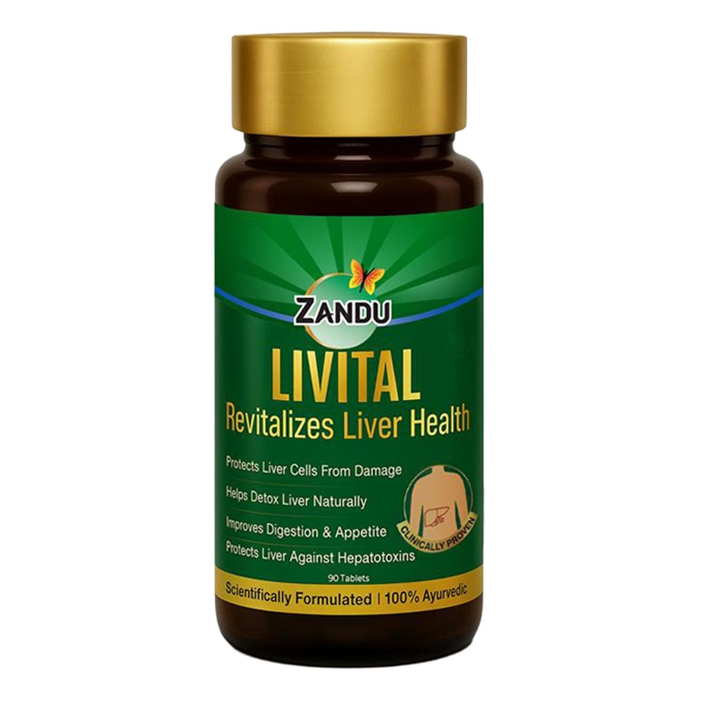 Zandu Livital Tablets, 100% Ayurvedic Zutaten, schützt Leber gegen verschiedene Hepatotoxine| Beneficial in Fatty Liver| verbessert Verdauung und Appetit & Aids in Leber Detox