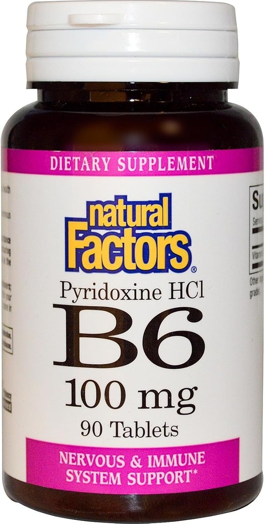 B-6 Pyridoxin HCL 100mg Natürliche Faktoren 90 Tabs