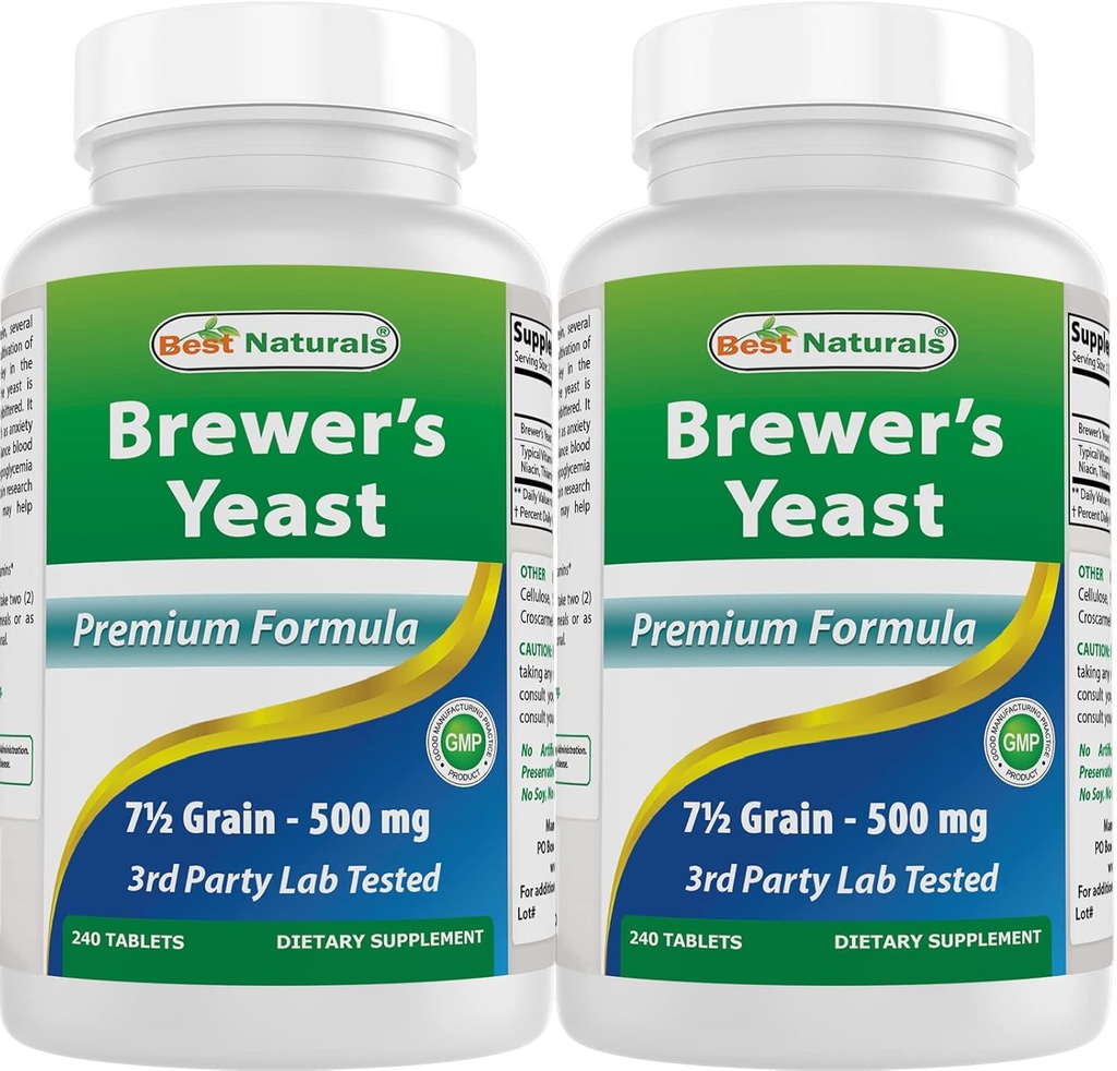 Best Naturals, Brauerhefe, 7-1/2 Getreide mit Vitamin B1, Vitamin B2, 1000 mg 240 Tabletten (240 Zähler (Pack von 2))
