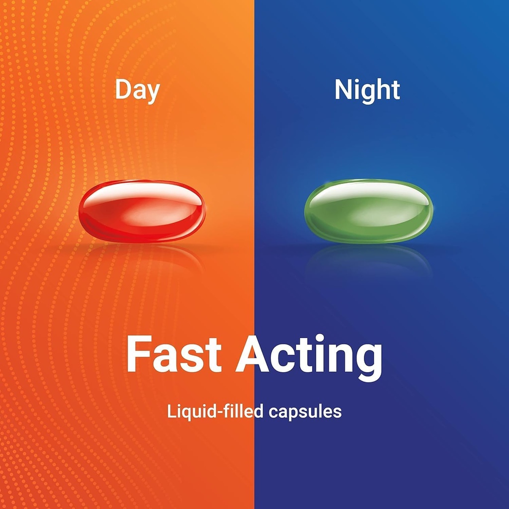 AXIV Jour et nuit Médecine du rhume et de la grippe Combo Pack Softgels, Daytime & Nighttime Relief pour les maux de tête, la fièvre, la gorge douloureuse, les douleurs et les douleurs mineures, et la toux, 72 Softgels