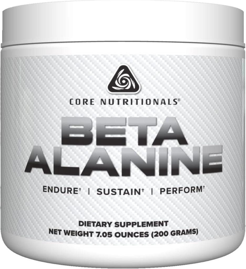 Core Nutritionals Beta Alanine Powder | Unterstützt Stärke, Muskelleistung, & Endurance | Hilft, Muskel-Fettigkeit | 200 Gramm zu reduzieren (Unflavored)