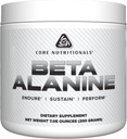 Core Nutritionals Beta Alanine Powder | Unterstützt Stärke, Muskelleistung, & Endurance | Hilft, Muskel-Fettigkeit | 200 Gramm zu reduzieren (Unflavored)