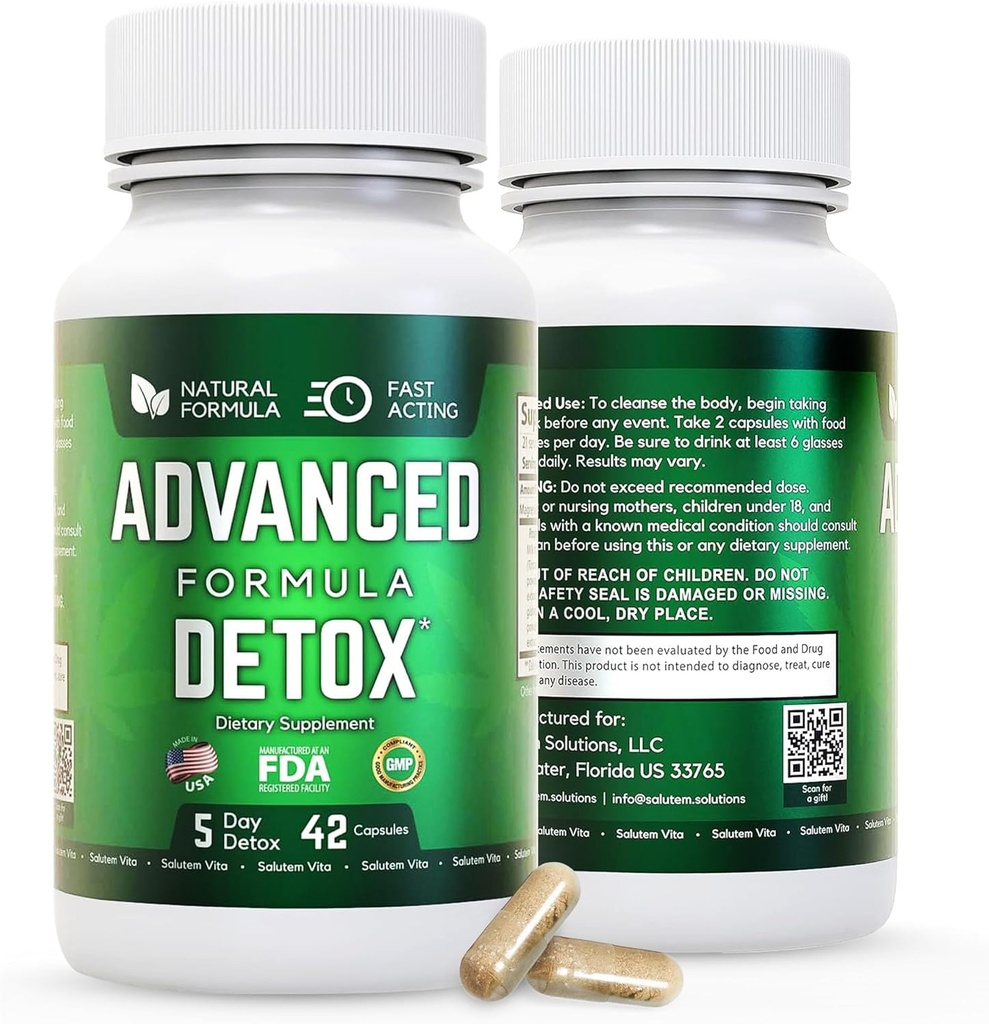Advanced Detox Cleanse, Natural Detox & Cleanse mit Milchdistel, Licorice Powder und mehr, Körperreiniger Detox für Frauen und Männer, 42 Kapseln
