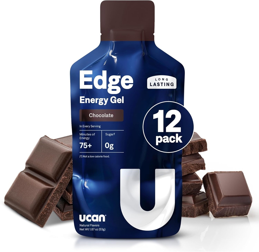UCAN Edge Energy Gel Shots, Schokolade (12, 2 Unze Packets) für Laufen, Training, Workouts, Fitness, Radfahren, Crossfit | Sugar-Free, Vegan, & Keto Friendly Energy