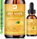 Sea Moss Liquid Drops - Organic Irish Sea Moss Gel mit Spirulina, Bladderwrack, Burdock Root, Pinapple Seamoss Gel Supplement für Joint, Detox Cleanse & Digestion Support - 2 Fl Oz, Vegan