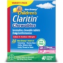 Claritin Kinderallergien Medizin, 24-Stunden-nicht-Drowsy Loratadine 5mg Kautablettt, Antihistamin für Kinder Alter 2 Jahre und älter, Grape & Bubble Gum Flavors, 40 Tabletten