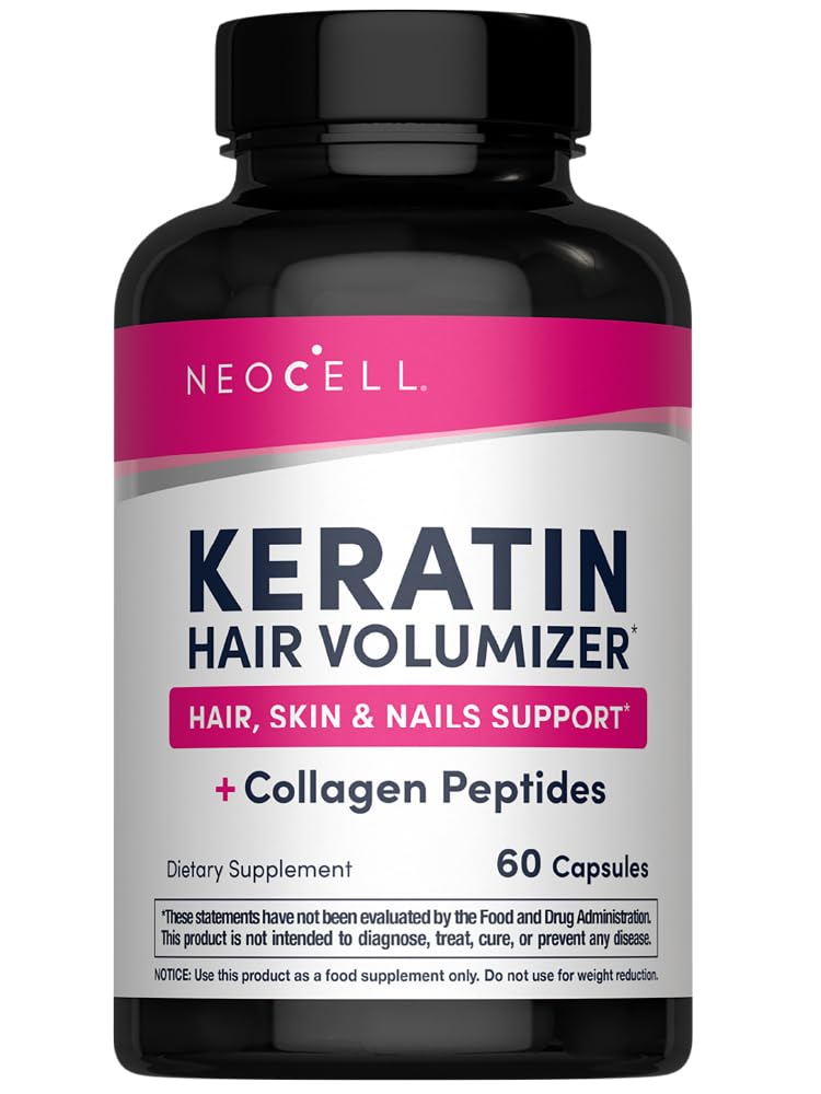 NeoCell Keratin Haar Volumizer mit Collagen, Amla Extrakt und Vitamin C, Haar- und Hautergänzung, Kapsel, 60 Count, 1 Flasche