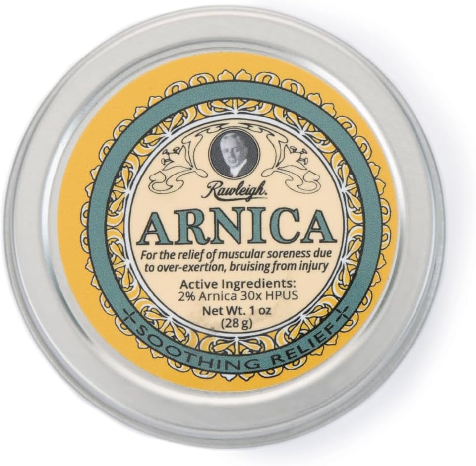 Rawleigh Arnica Beruhigende Balsam: 1 Unze, 2% Arnica 30X HPUS, Natürliche Formel für Muskel Soreness, Übererzeugung Bruising, absorbiert schnell, Non Greasy, Travel-Friendly Tin - Pack von 1