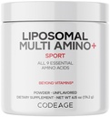 Codeage Liposomal Multi-Amino-Pulver-Ergänzung - BCAA & EAA-Ergänzung Alle 9 essentiellen Aminosäuren, verzweigte Aminosäure, Pre & Post Workout, Unflavored, Liposomale Lieferung, Non-GMO, 6.15 Unze