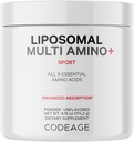 Codeage Liposomique Multi Amino Supplément en poudre - BCAA & supplément EAA Tous les 9 acides aminés essentiels, acide aminé à la chaîne ramifiée, avant et après l'entraînement, non aromatisé, livraison liposomique, non-OGM, 6,15 oz