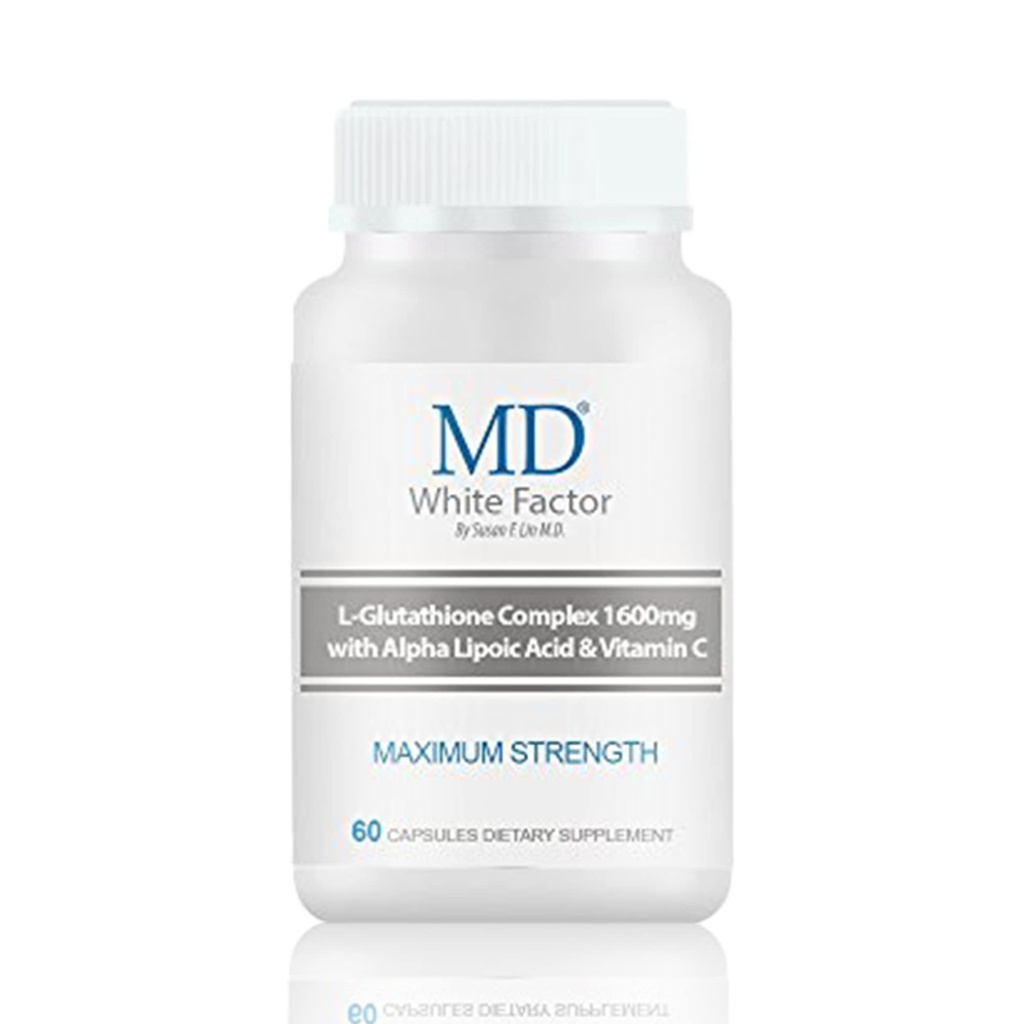 MD White Factor - Glutathion-Zusatz mit wirksamen Antioxidantien, Vitamin C & Lipoic Acid | (60 Kapseln)