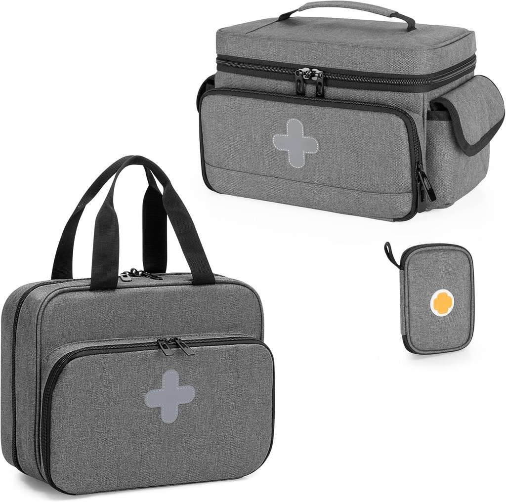 CURMIO Medizin Aufbewahrungstasche Leere, abschließbare Pillen Flasche Organizer mit tragbaren Reißverschluss Pouches für Erste Hilfe Kits, Medizin Box für Zuhause und Reisen
