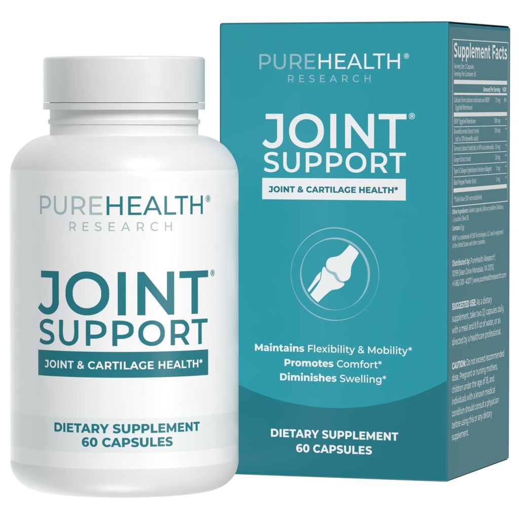 PUREHEALTH Research Joint Support NEM Eggshell Membrane avec Boswellia Extract, Calcium & Turmeric, 60 Capsules