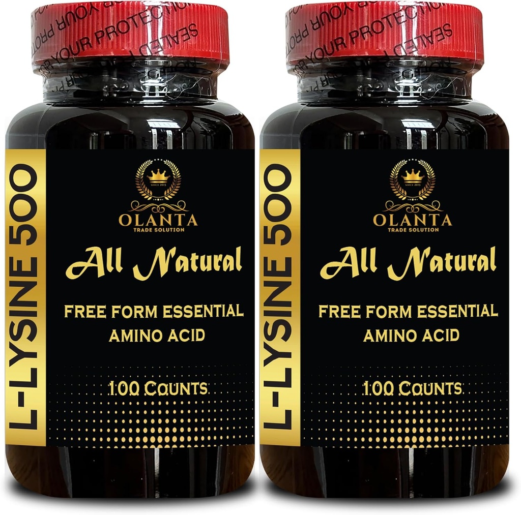 L-LYSINE 500 mg essentielle Aminosäure - Unterstützt Energieeffizienz-freie Form Nahrungsergänzung essentielle Aminosäure L-Lysine Hydrochlorid - 2 Flaschen 200 Zähler