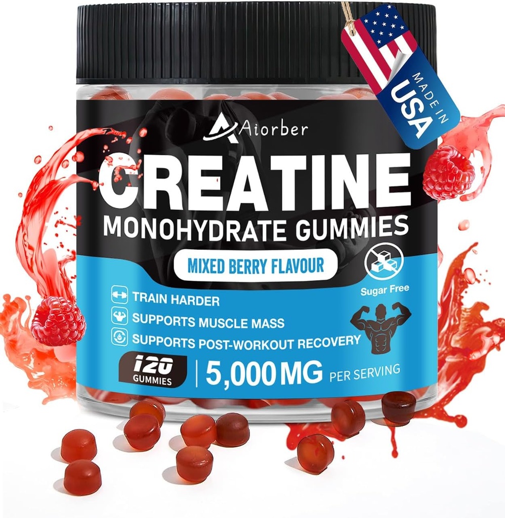 Gommies monohydratées de créatine pour hommes et femmes, 120 comtes