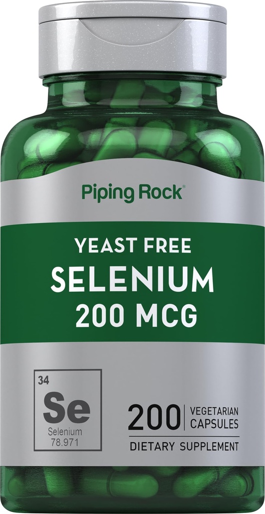 Piping Rock Yeast Free Selenium 200mcg | 200 Kapseln | Vegetarische Ergänzung | Non-GMO, Gluten Kostenlose Formel