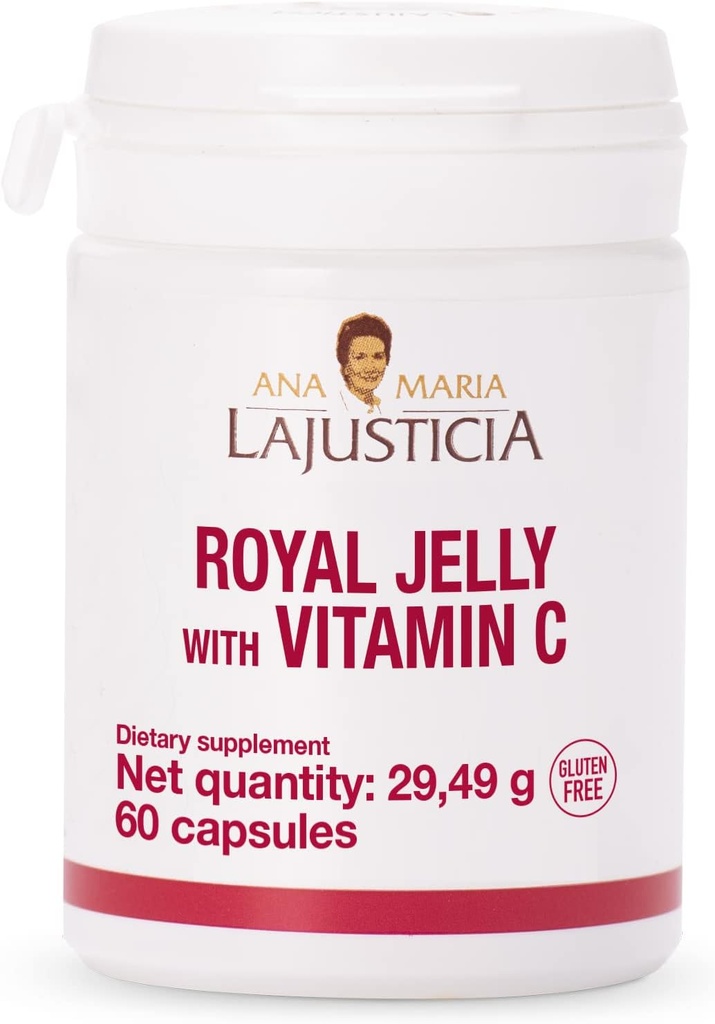 ANA MARIA LAJUSTICIA - Royal Jelly mit Vitamin C - 60 Kapseln Dairy und Gluten kostenlos. Perfekt, um Vaskuläre Gesundheit zu fördern.