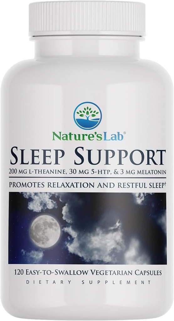 Nature's Lab Sleep Support Nahrungsergänzung - Enthält L-Theanin, 5-HTP & Melatonin - 120 Kapseln (120 Tage Versorgung)