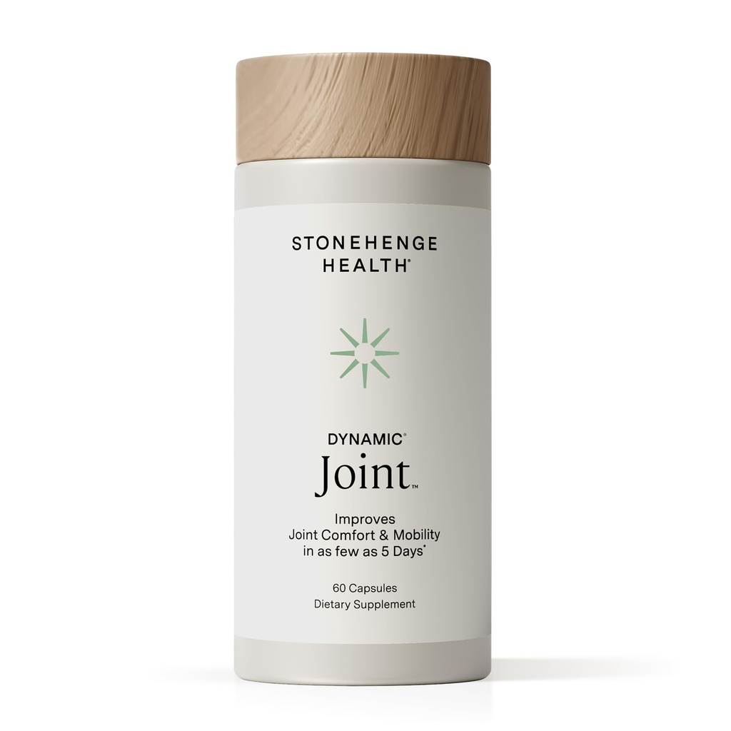 Stonehenge Health Dynamic Joint Health Supplement – Fast-Acting Support with AprèsFlex® Boswellia, MSM, Multi-Type Collagen, Turmeric, Bromelain, Vitamins C & D3 – Supports Joint Comfort – 60 Capsules