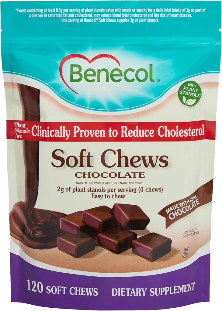 Benecol® Soft Chews - Hergestellt mit klinisch bewährten Cholesterol-Lowering-Pflanze Stanols - Cholesterol Management Supplement (120 Schokoladenkäse)