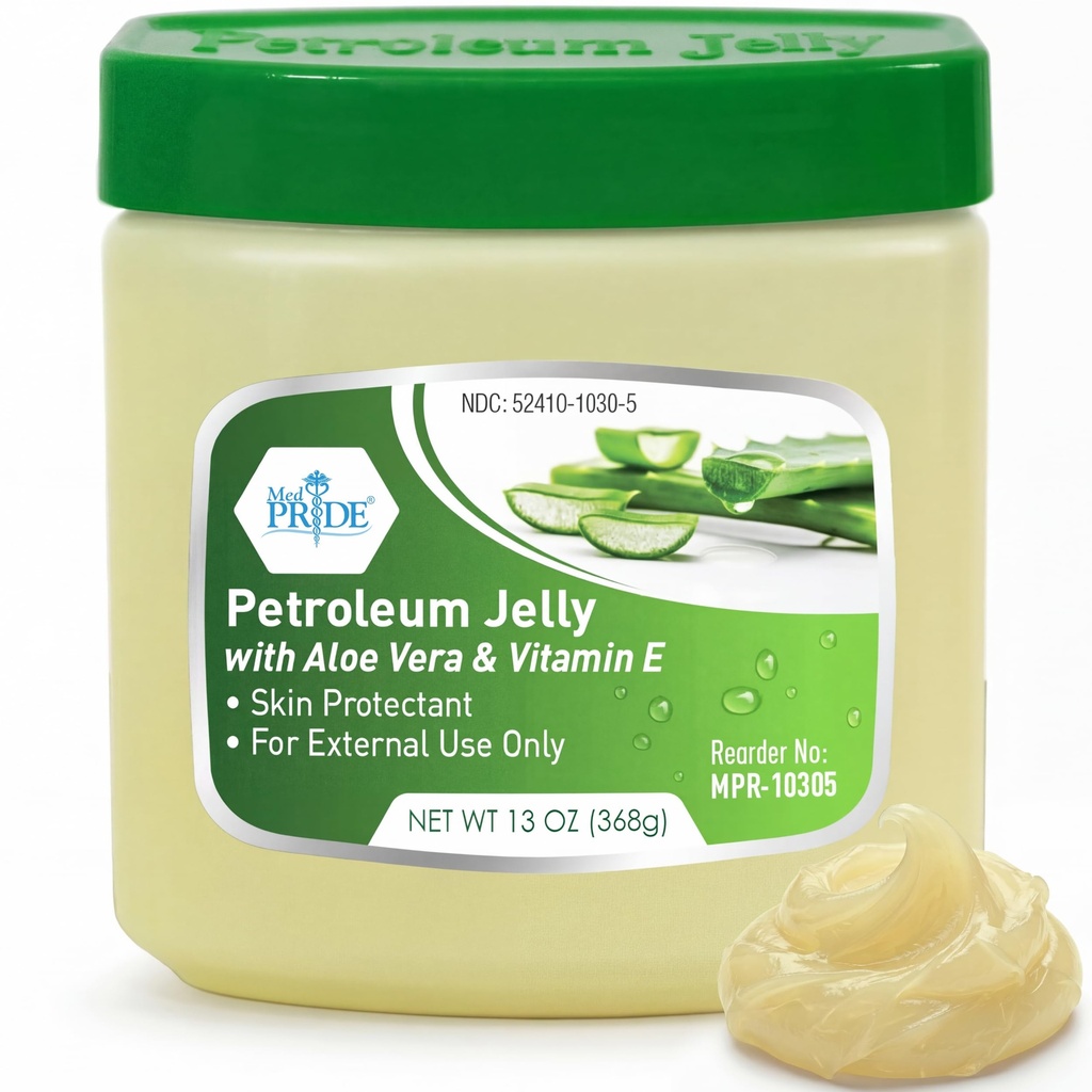 MED PRIDE Pétrole Jelly 13 Oz Tub avec Aloe Vera Medicine et la vitamine E pour la peau sèche, Rashes, Brûlures, Lèvres chavirées, Rash de couches