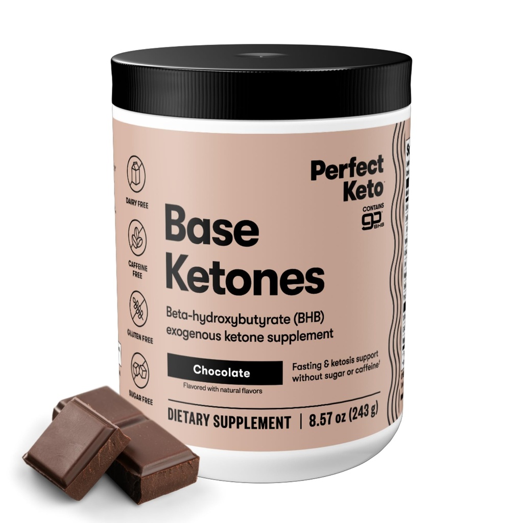 Perfekte Keto Exogene Ketone Pulver, BHB Salts für Ketosis & Fasting Support, Elektrolyte für Hydration, Koffeinfreie Energie, Schokolade, 8.57 Unze
