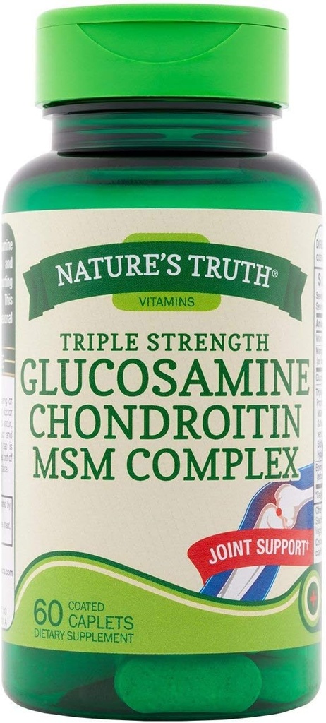Nature's Truth Triple Strength Glucosamine Chondroïtine MSM Complément alimentaire complexe - 60 Caplets enduits, pack de 2