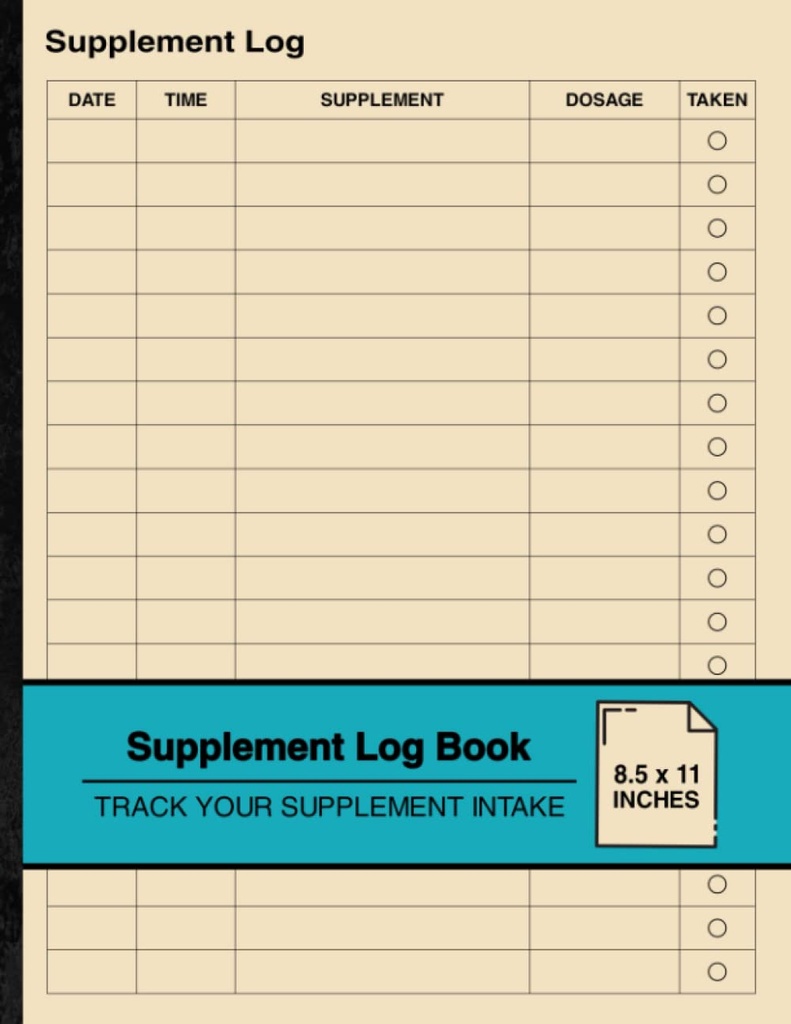 Ergänzung Logbuch: Einfache Ergänzung Logbuch | Verfolgen Sie Ihre Ergänzung Intake | Large