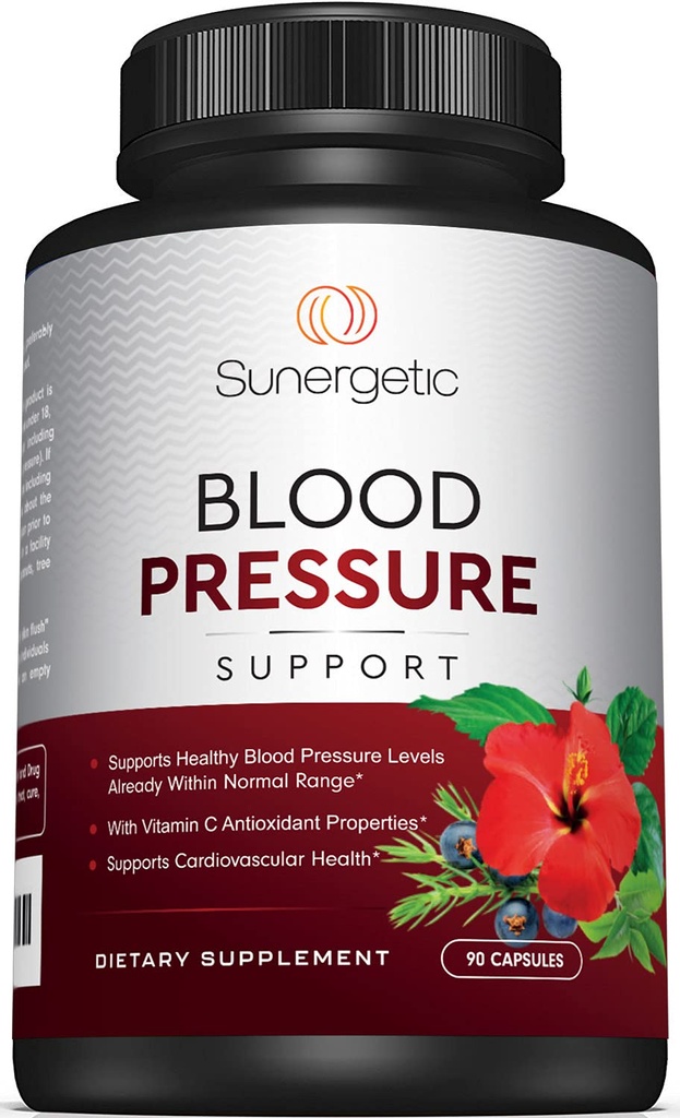 Supplément de soutien de la pression artérielle Premium pour la santé cardiovasculaire et cardiaque avec l'ail, l'awthorn et l'hibiscus (90 capsules)