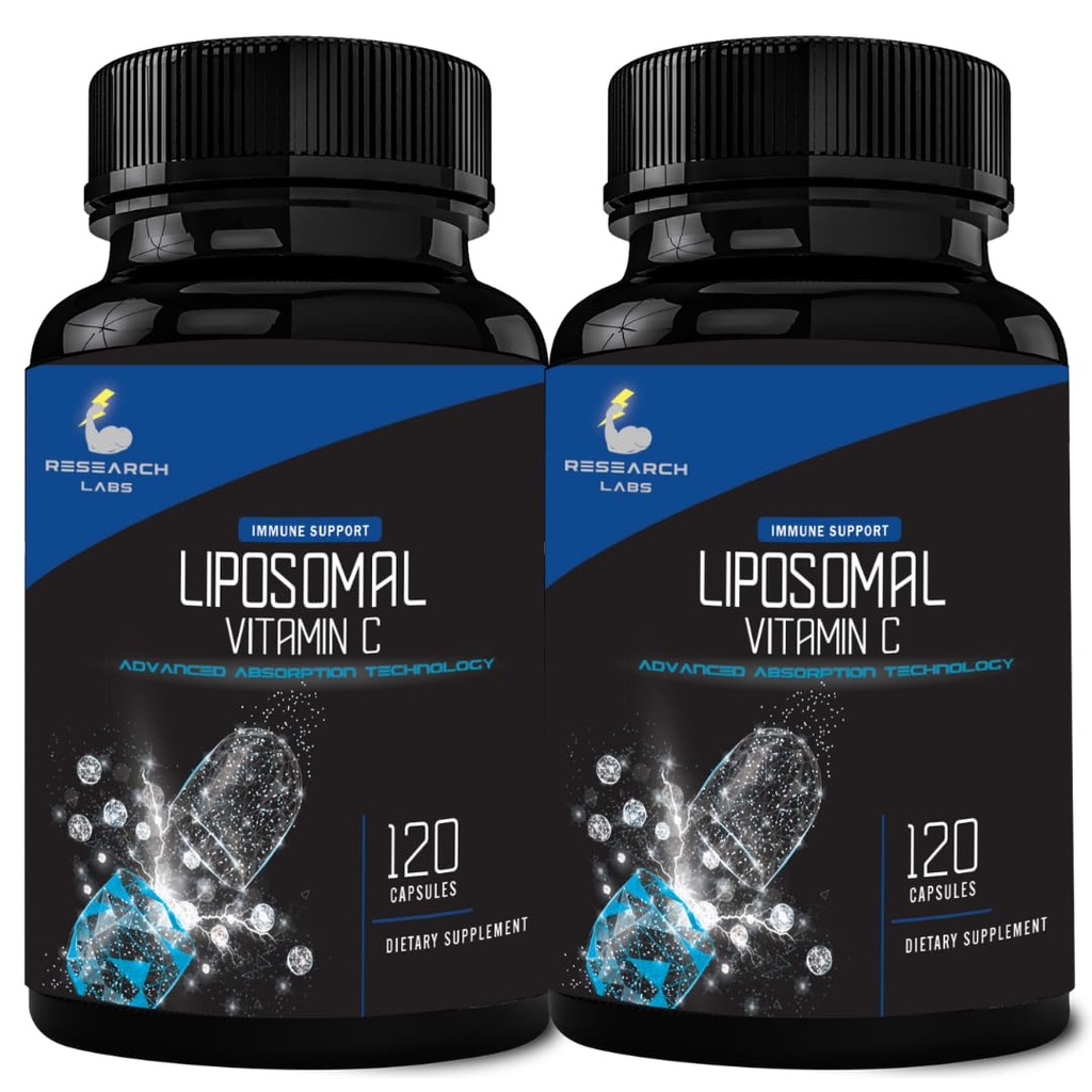 Forschungslabors Liposomal Vitamin C Supplement w/Enhanced Absorption LipoQuil-CTM | 2 Fer 1 ad 240 Kapseln Gesamte Immununterstützung Collagen Booster | Hohe Dosierung Fett Soluble Vita C 1000mg Gepuffert | Nicht GMO