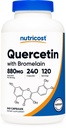 Nutricost Quercetin 880mg, 240 Vegetarische Kapseln mit Bromelain (165mg) - 120 Portionen (440mg Quercetin Per Cap) - Glutenfrei, Nicht-GVO