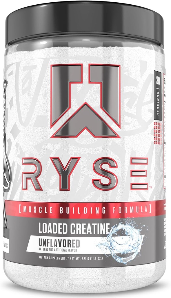 RYSE Loaded Creatine for Men & Women - Unflavored - Muscle Building Formula mit 3 Formen von Elektrolyten, Betaine Anhydrous und Peak ATP - Stärke, Power & Endurance Support - 30 Portionen