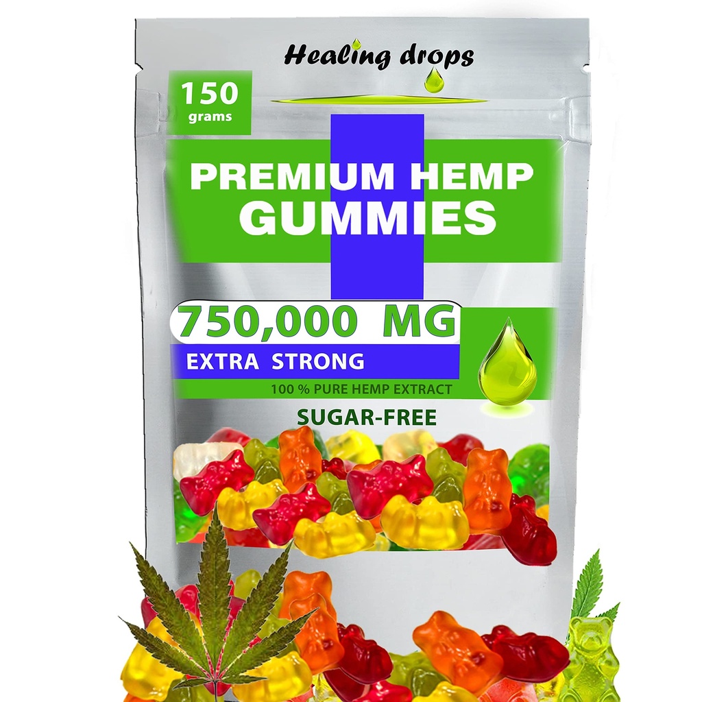 Hanf-Gummien 750.000mg Premium Organic Sugar-Free Natural Health Support High Potency Rich in Vitaminen B E C D Omega 3 6 9 Super Gummy Bears