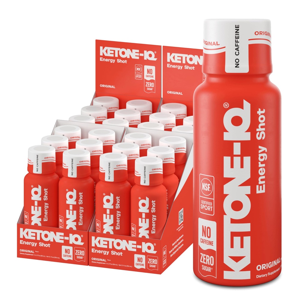 Keton-IQ Keine Koffein Exogene Ketone Energie Schüsse - 24 Packung Koffein freie Energie Getränke mit 10g Ketone - Zuckerfrei, Salzfrei und alle natürlichen (Original)