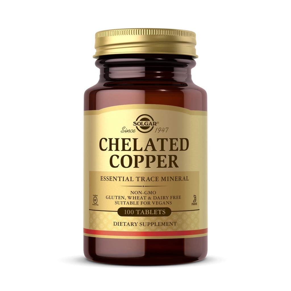 Solgar Chelat Kupfer, 100 Tabletten - Essential for Collagen Formation - Hochverfügbare Form - Unterstützt Connective Tissue - Non-GMO, Vegan, Glutenfrei, Dairy Free, Kosher - 100 Servietten