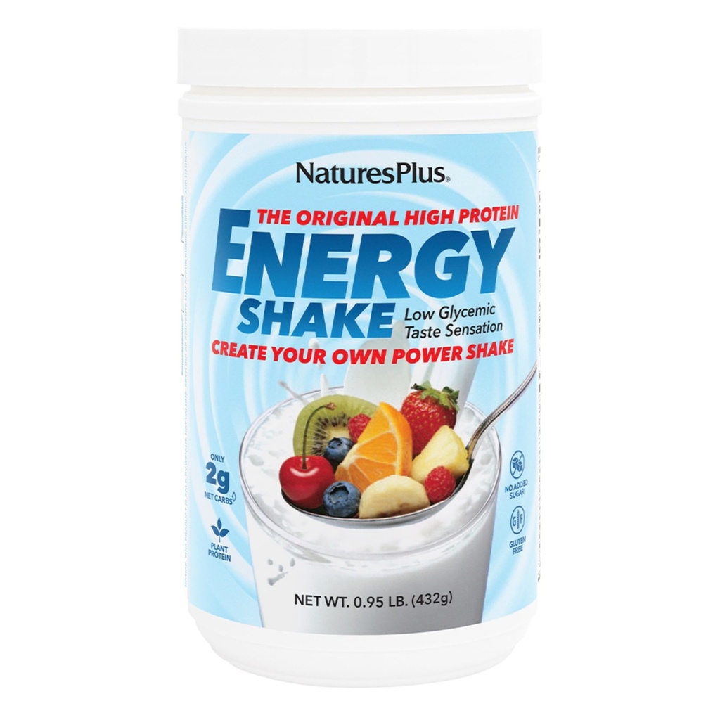 NaturesPlus Energy Shake - 0.95 lb - 16 Gramm pflanzlichen Proteins per Servieren - Enthält Verdauungs-Supportierende Enzyme - Kein hinzugefügter Zucker - Nicht-GVO, Vegetarisch, Glutenfrei - 16 Servierungen