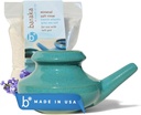 Baraka Neti Pot Tool Kit - Snoring & Saline Lösung, handgefertigte Keramik Geschirrspüler Safe mit 2oz Mineral Sea Salz für Nasenreinigung & Sinus Rinse perfekt für Allergy Relief in Erwachsene & Kinder (Jade)