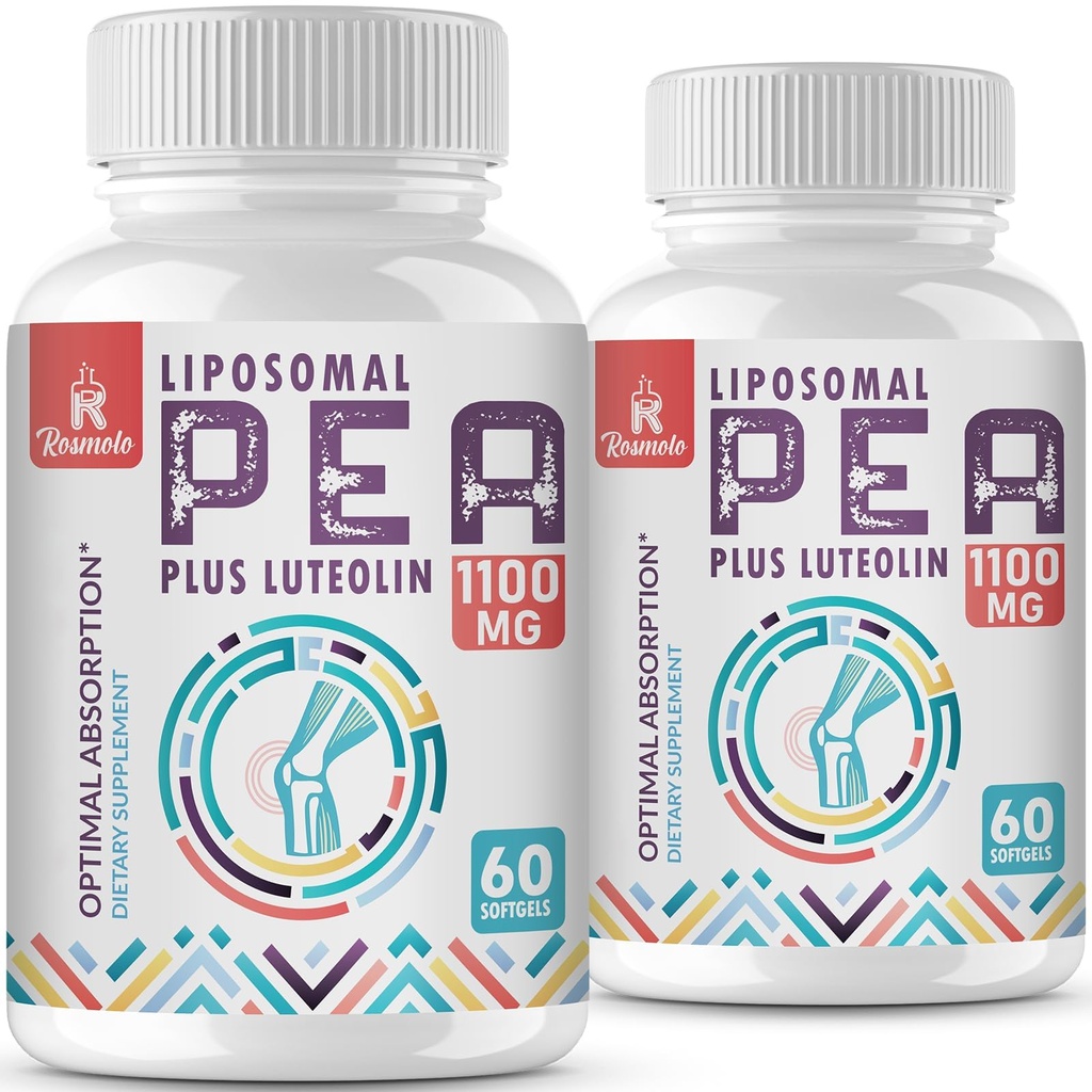Liposomique Palmitoyléthanolamide 1000 mg + Luteolin 100 mg, pois micronisés 99 % hautement purifié - Absorption et biodisponibilité améliorées, 120 softgels
