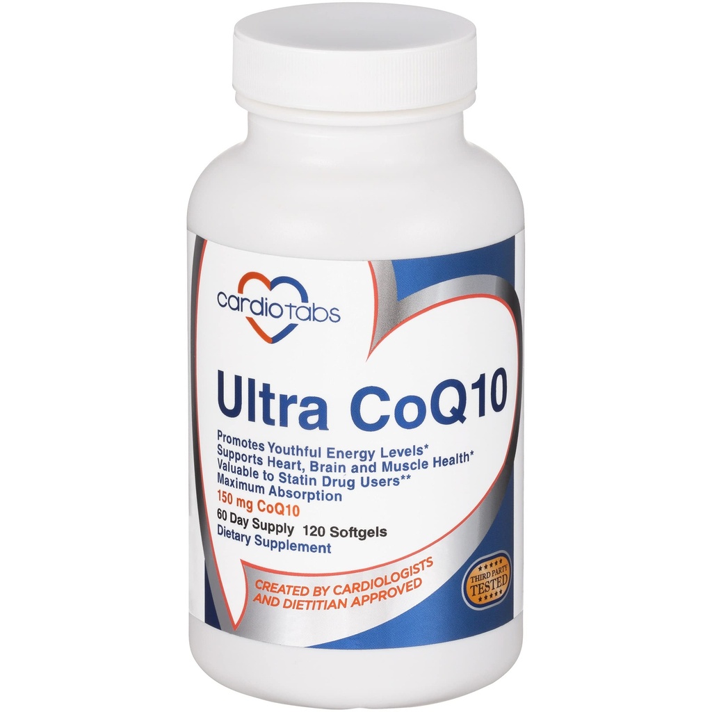 Ultra CoQ10 Coenzym-Ergänzung für Cardio Health, 150 mg CoQ10 - Ubichinon - Pro 2 Softgels w/Safflower Oil & Tocopherols, 6X Bessere Absorption für Gehirn & Muskelgesundheit, 120 Softgels