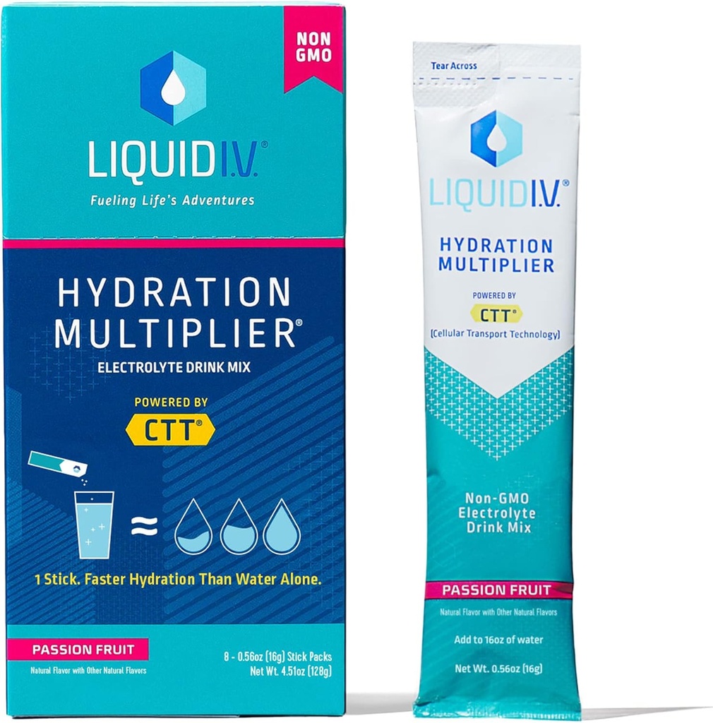 Mélange de boissons multiplieuses d'hydratation I.V. liquide - Fruits de passion (8 paquets de bâtons)