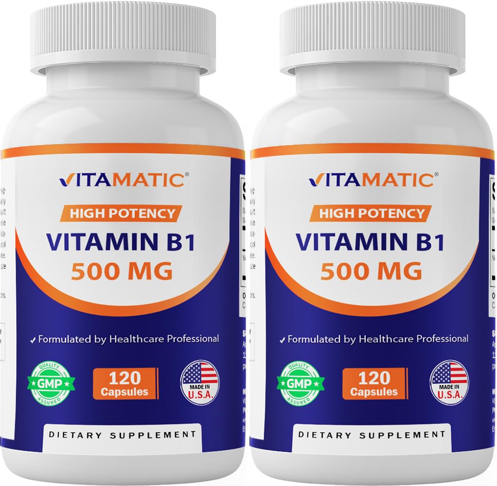 Vitamine Vitamatique B1 (Thiamine) 500mg – 2 Pack (120 Capsules Total)