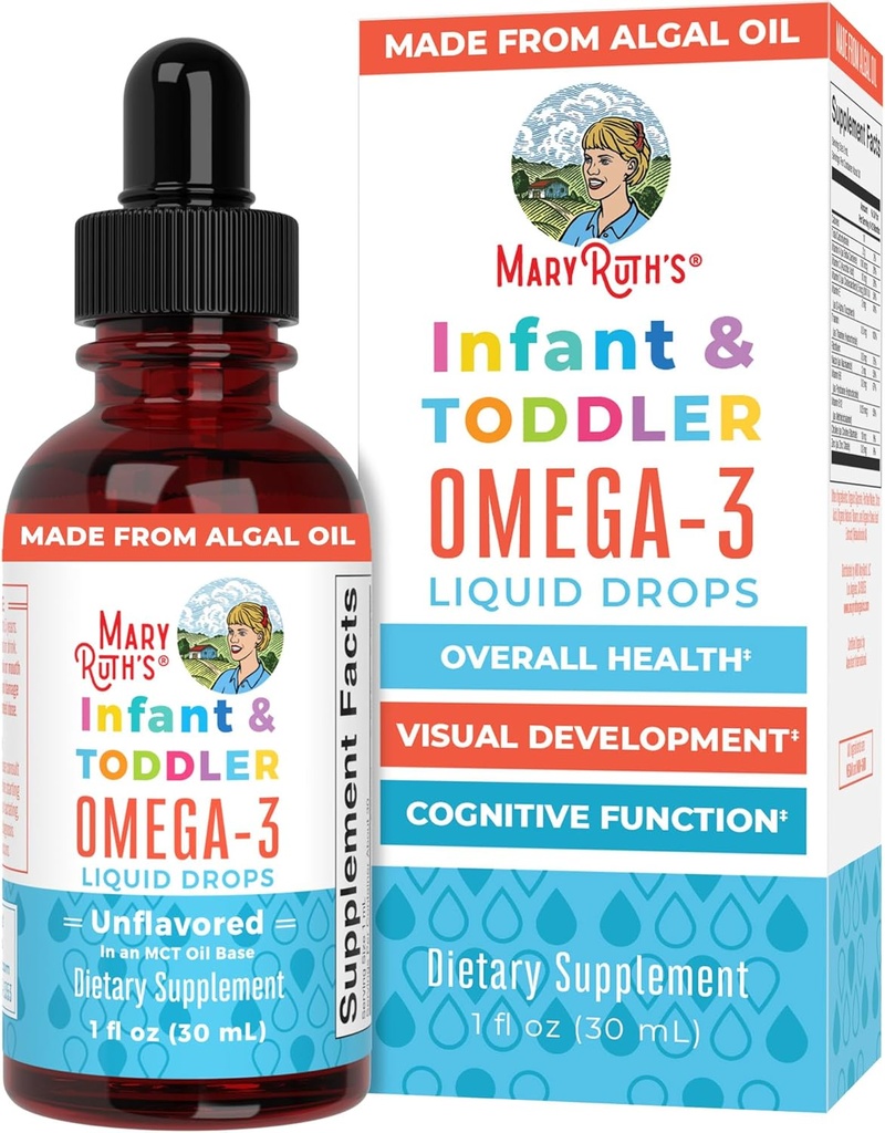 MaryRuth Organics Infant und Kleinkind Omega-3 Flüssigkeitstropfen von | 200mg DHA und 2mg EPA Pro Servieren | Gesamt Wellness und Gesunde Entwicklung | Unflavored | 1 Fl Oz