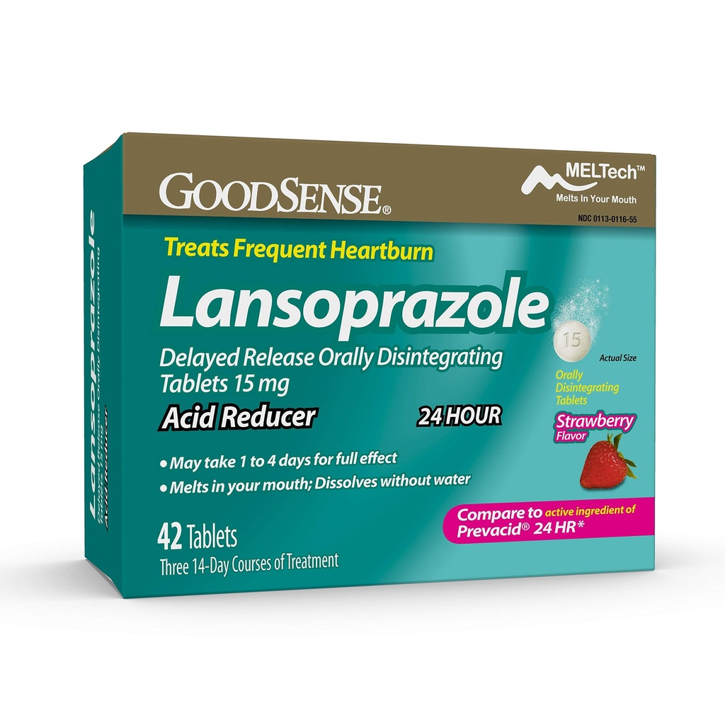 GoodSense Lansoprazole Retardé la libération par voie orale Désintégration des comprimés 15 mg, Réducteur acide, Flaveur de fraises, 42 Compte (paquet de 1)