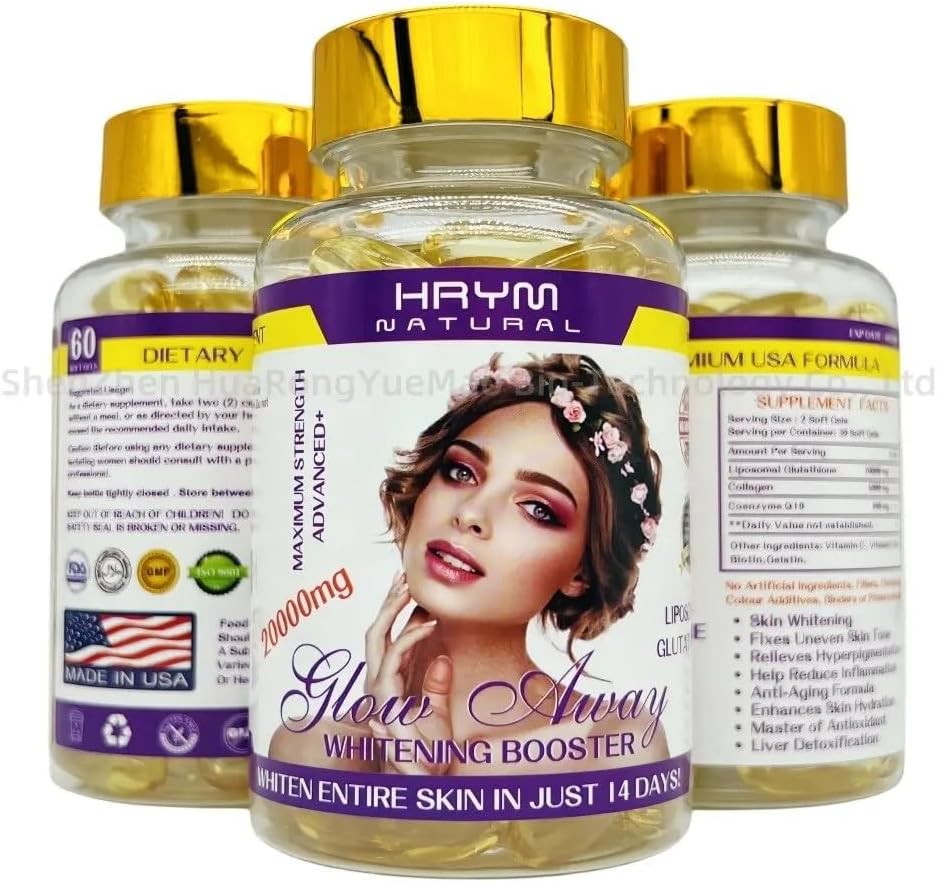 Premium Liposom Glutathione Haut Whitening Capsules | Kräuterergänzungsmittel für Hauthellung, Anti-Aging und Detox Antioxidans Formel