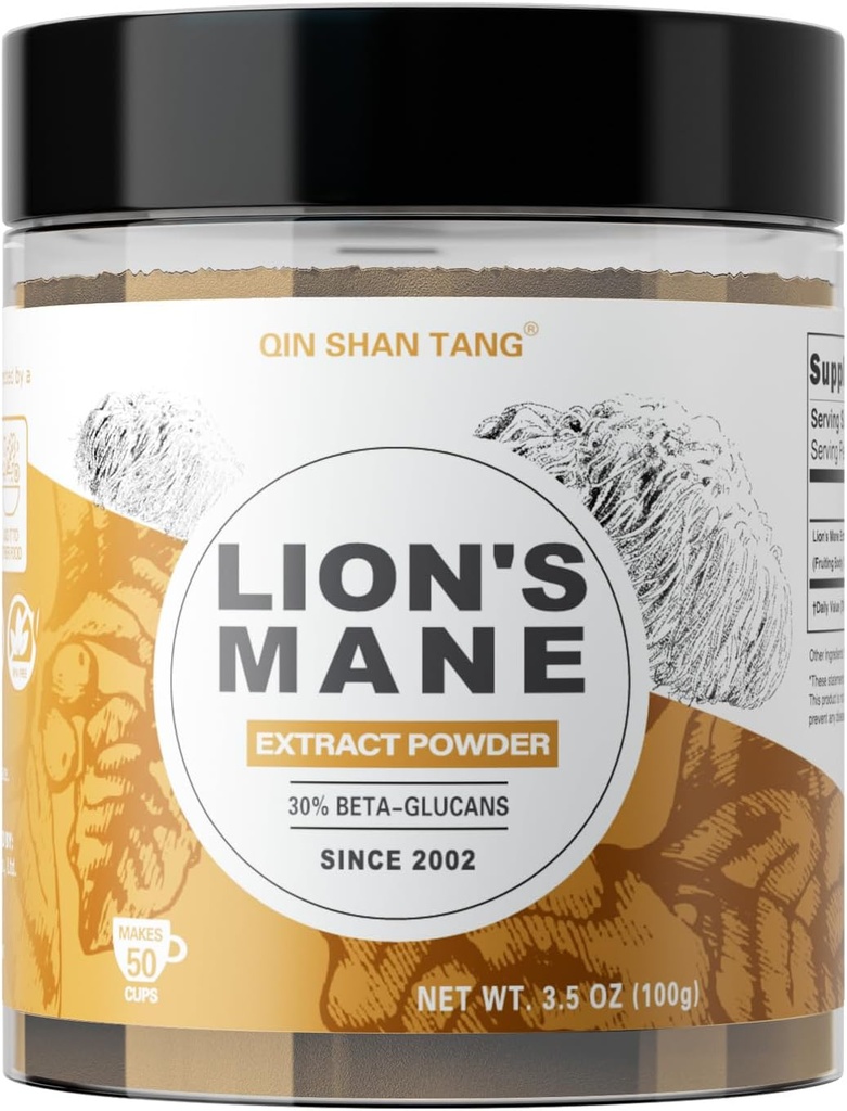 Poudre de champignons de la Mane du Lion, Extrait du corps à vrai fruit - 100g, Supplément Cerveau pour Mémoire et Focus, 30% Beta-glucanes